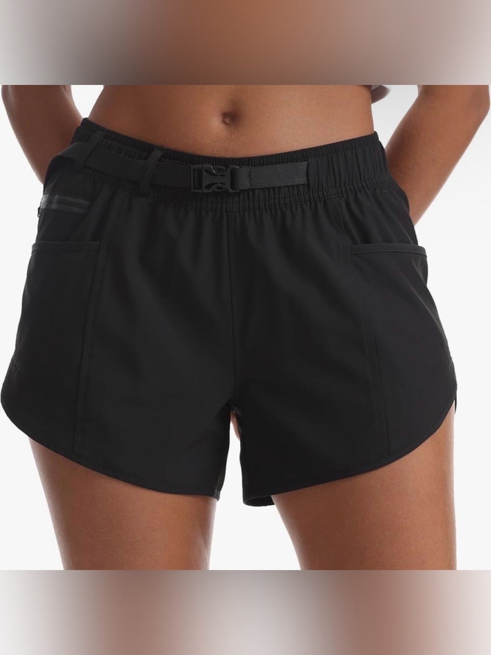 Women’s Black Athletic Shorts with Adjustable Waist